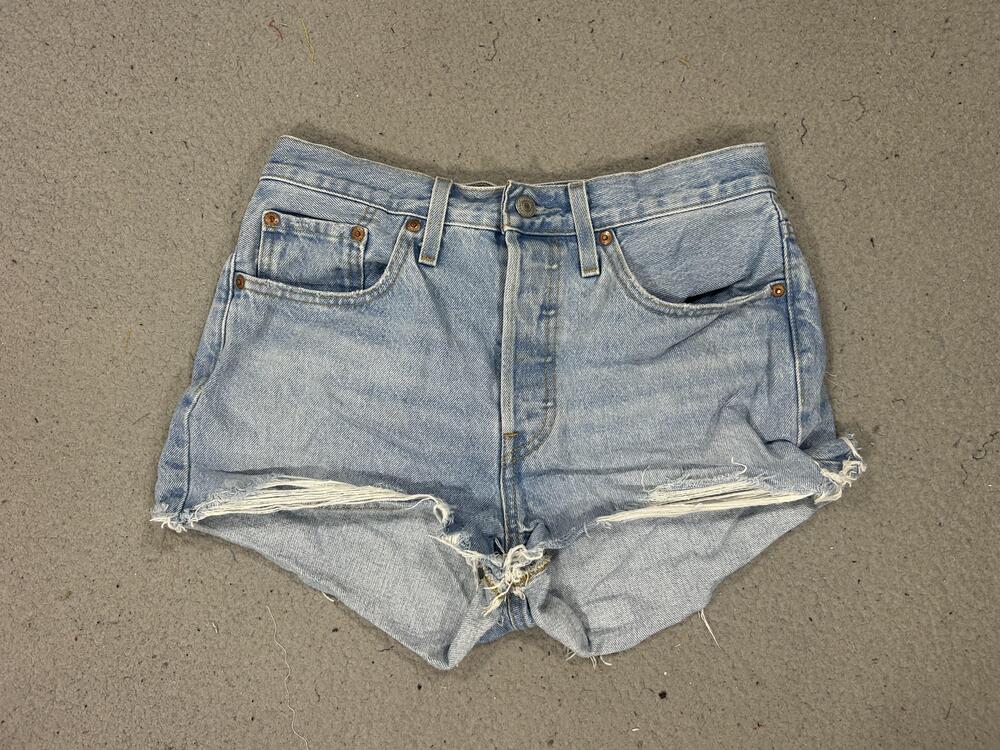 Levis Shorts Womens 28 Blue Denim Cutoff Distressed Raw Hem Light Wash